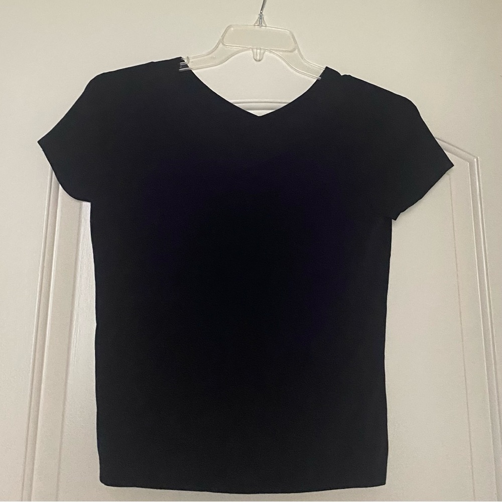 Talbots Black V-Neck Short Sleeve Knit Top